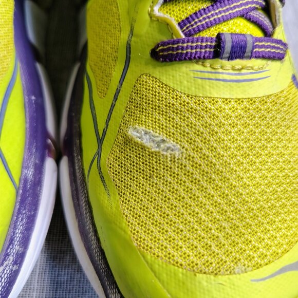 HOKA Infinite Womens Size 9.5 Neon Yellow Purple Athletic Running Shoes 1009649 - Picture 3 of 13